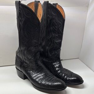 Classic Black Leather Cowboy Boots